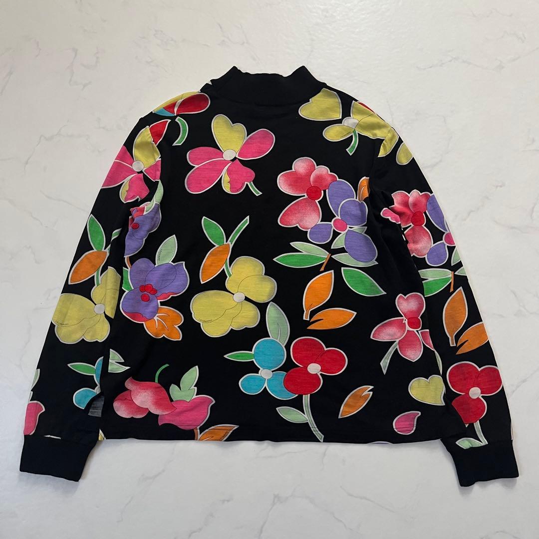 レオナール ロングTシャツ 42 ブラック系　花柄　　タートルネック レオナール ロングTシャツ 42 ブラック系 花柄 タートルネック
