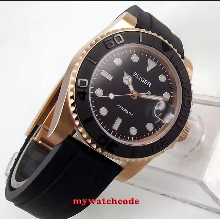 BLIGER 自動巻き 腕時計 ブラック/ゴールド
