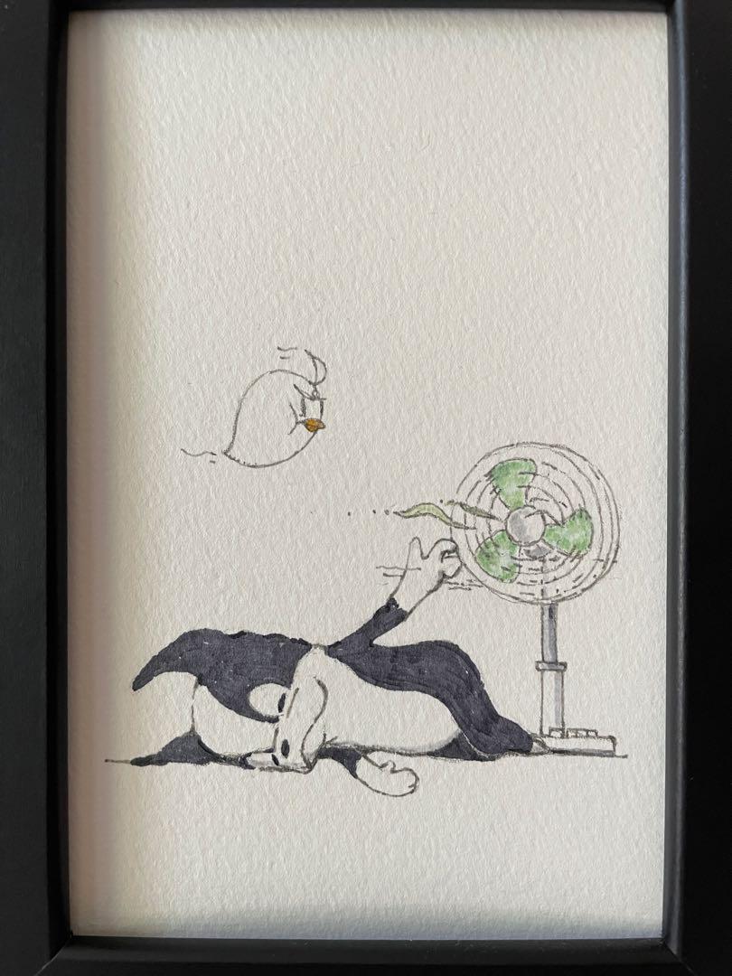 ボストンテリア しゃがむ手描きイラスト原画 ボストンテリア昼寝手描きイラスト原画 - メルカリ