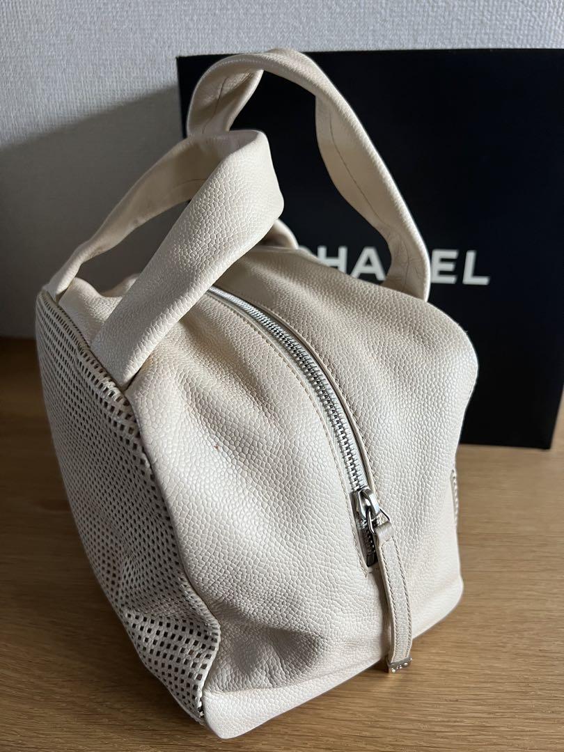CHANEL シャネル ココマーク ハンドバッグ パンチング メッシュ レザー