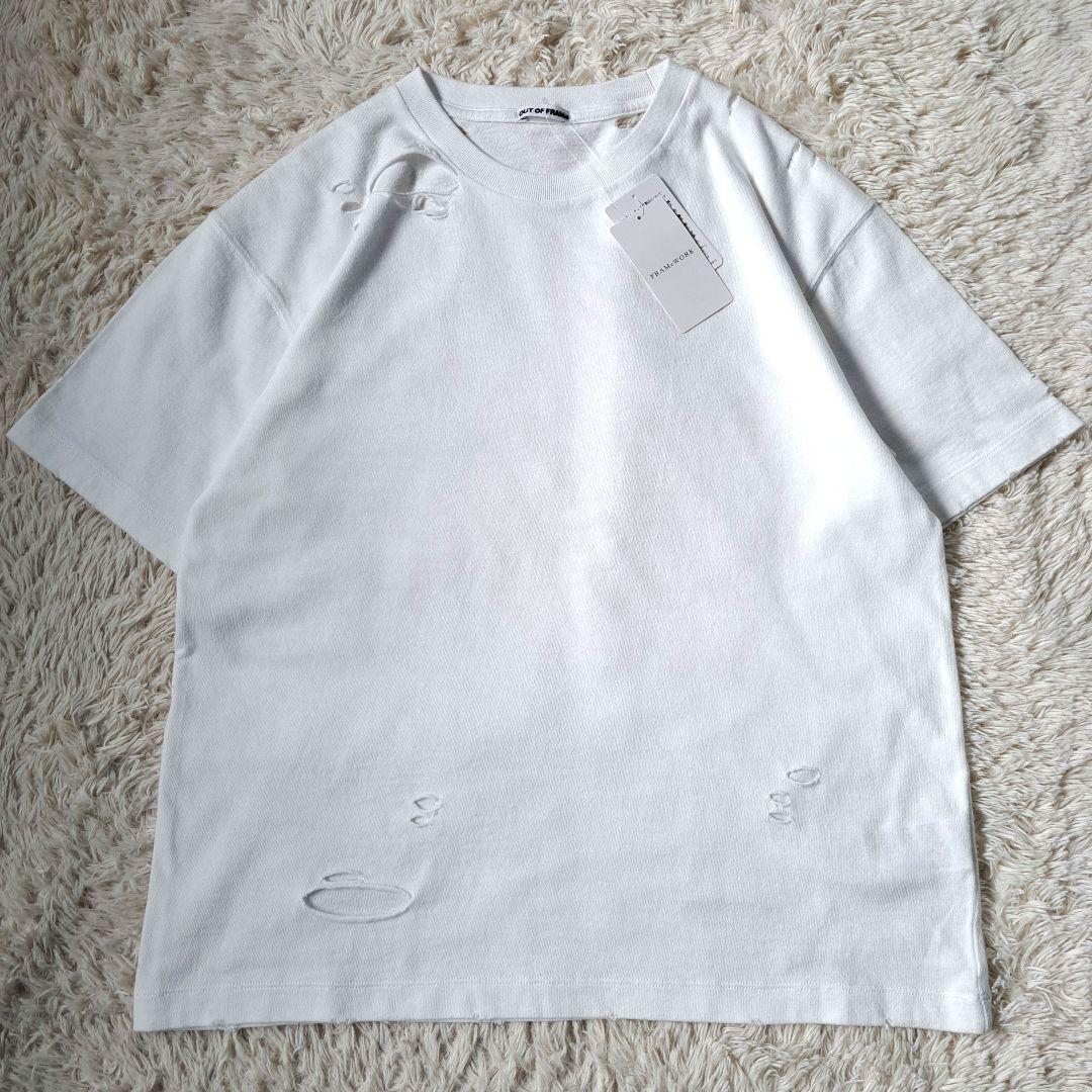 新品タグ付き 24SS フレームワーク エイジング ダメージ Tシャツ 白