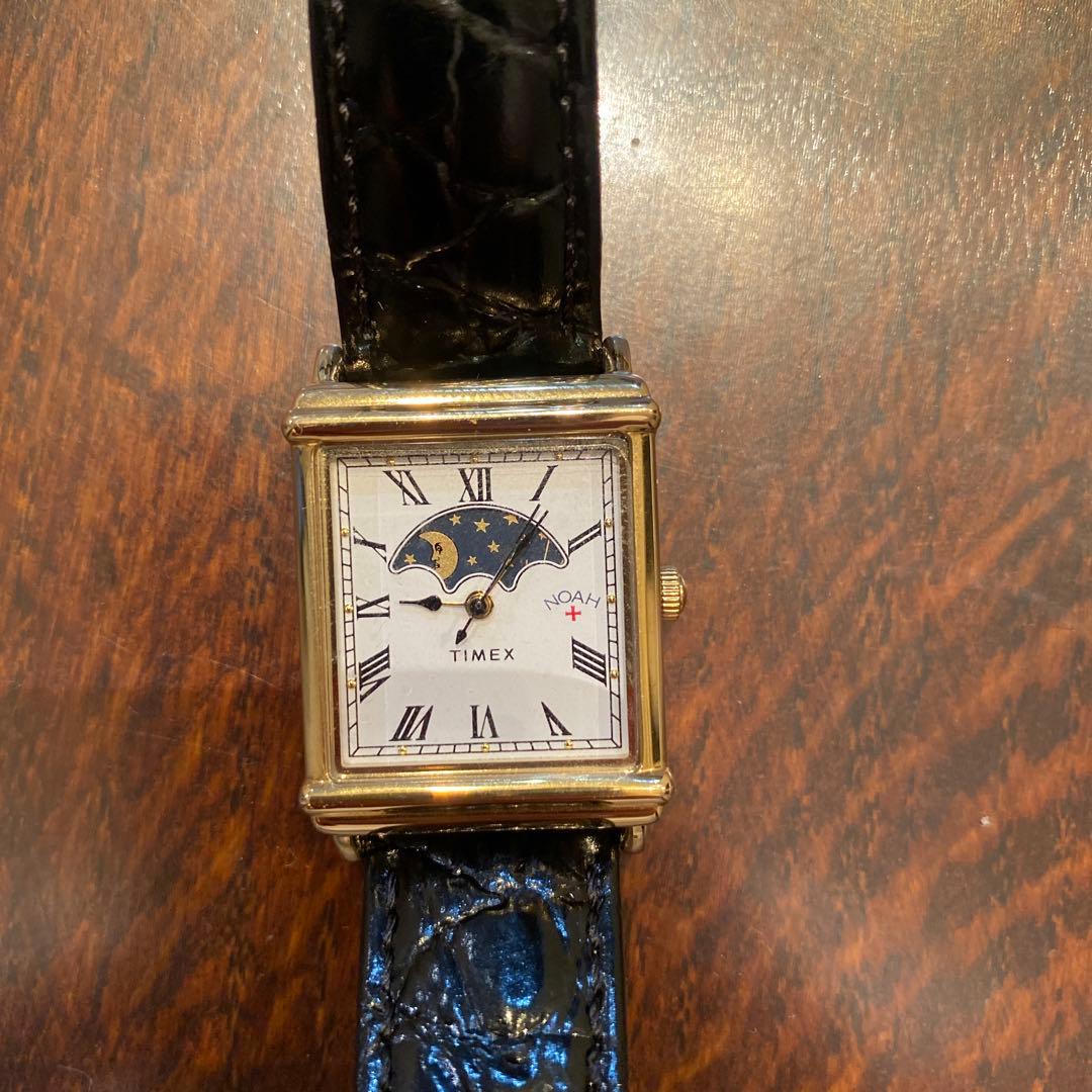 NOAH TIMEX クォーツ時計 黒レザー NOAH TIMEX クォーツ時計 黒レザー