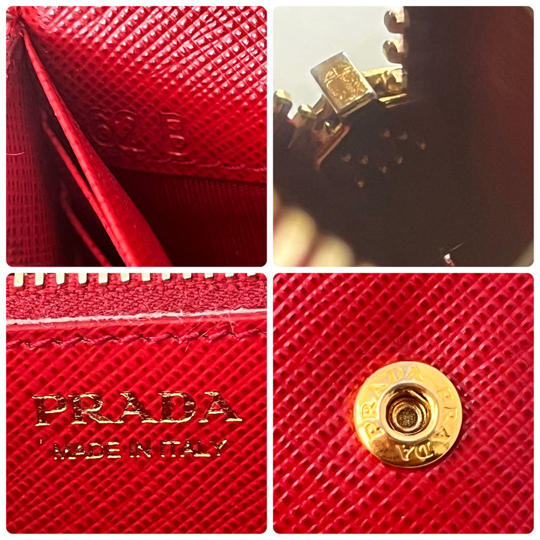 美品✨PRADA 長財布　カードケース付き　サフィアーノ　大きめロゴ　レッド