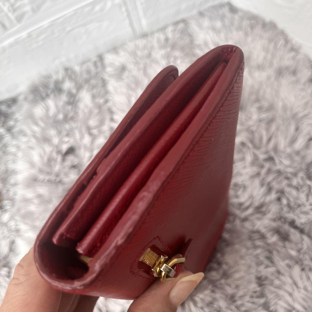 美品✨PRADA 長財布　カードケース付き　サフィアーノ　大きめロゴ　レッド
