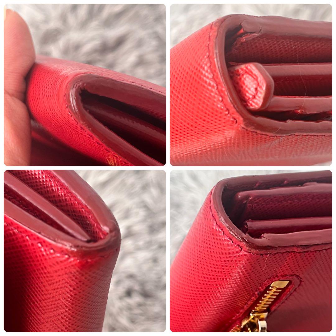 美品✨PRADA 長財布　カードケース付き　サフィアーノ　大きめロゴ　レッド