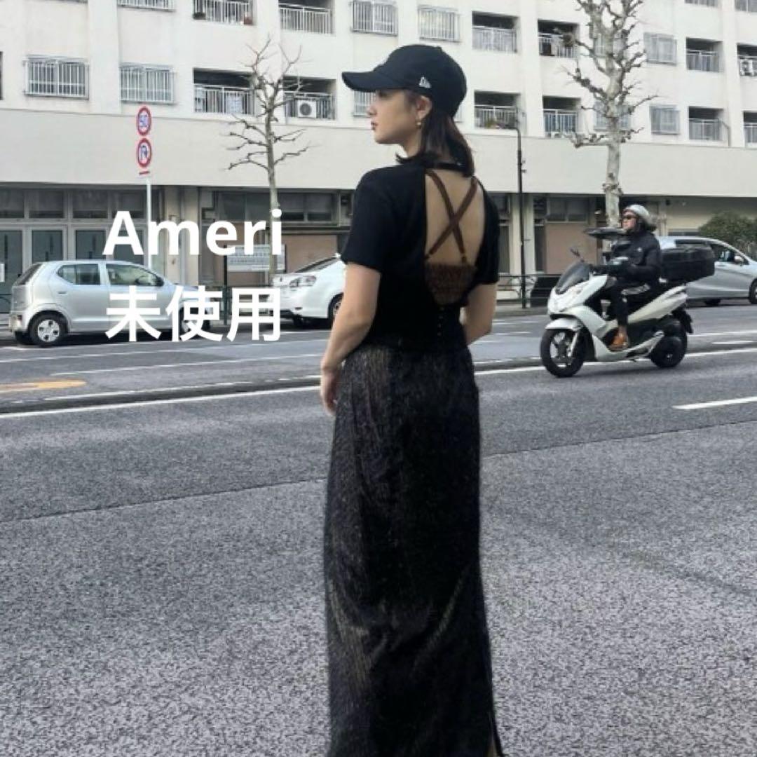 未使用★Ameri★MEDI BACK OPEN CUT THERMAL TOP