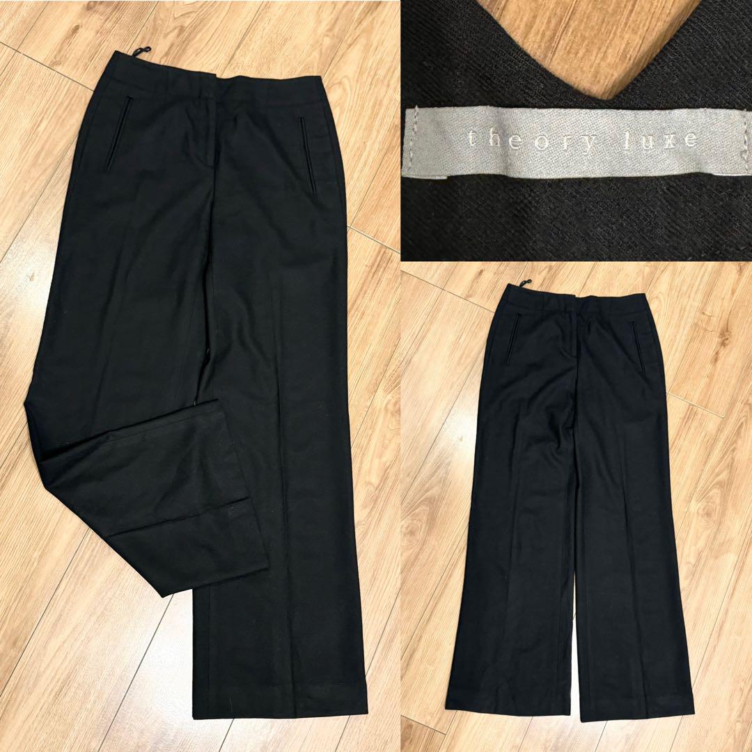 theory uxeセオリーリュクス ワイドパンツ黒ウールストレッチ38
