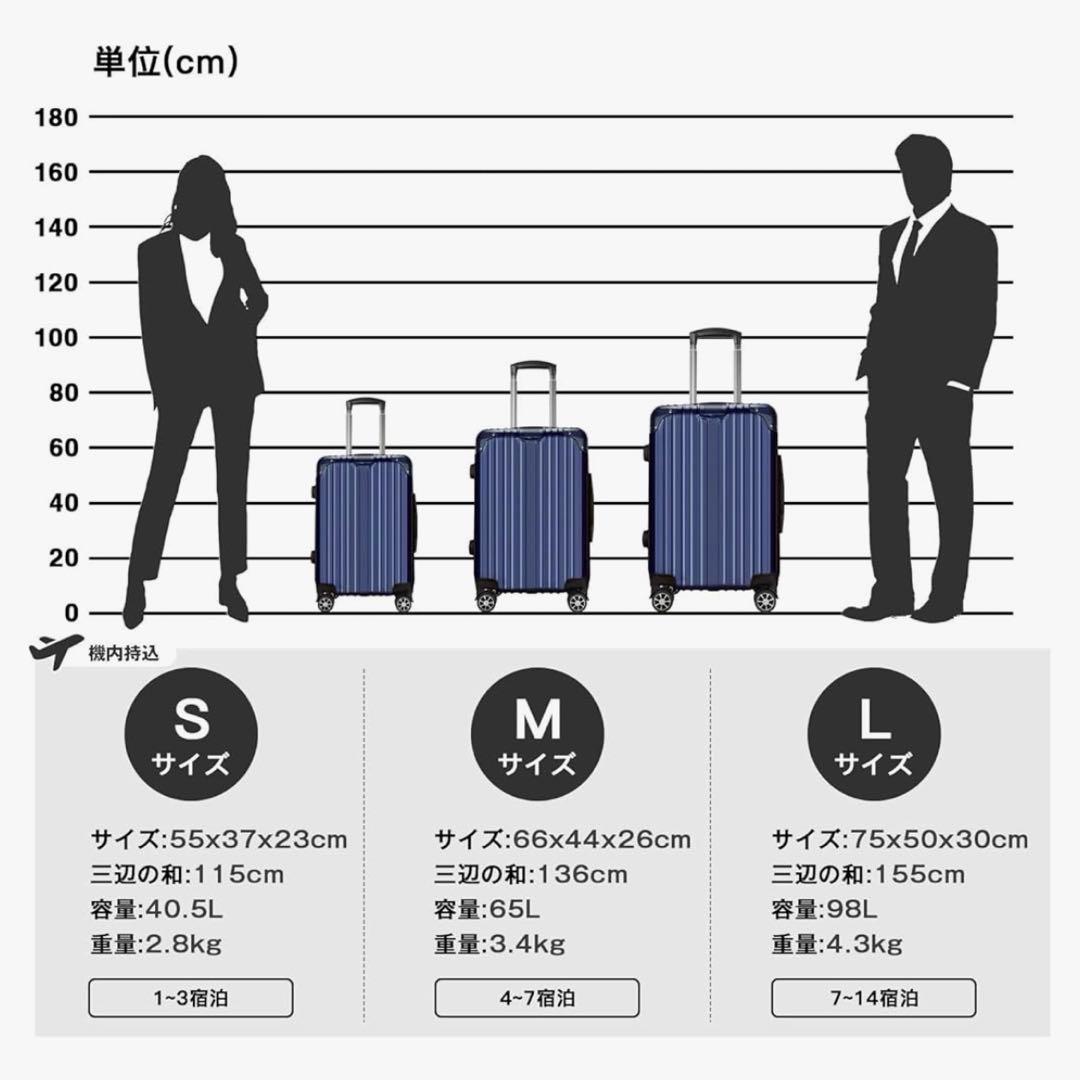 スーツケース キャリーケース 超軽量 大型 静音 ダブルキャスター 耐衝撃 L