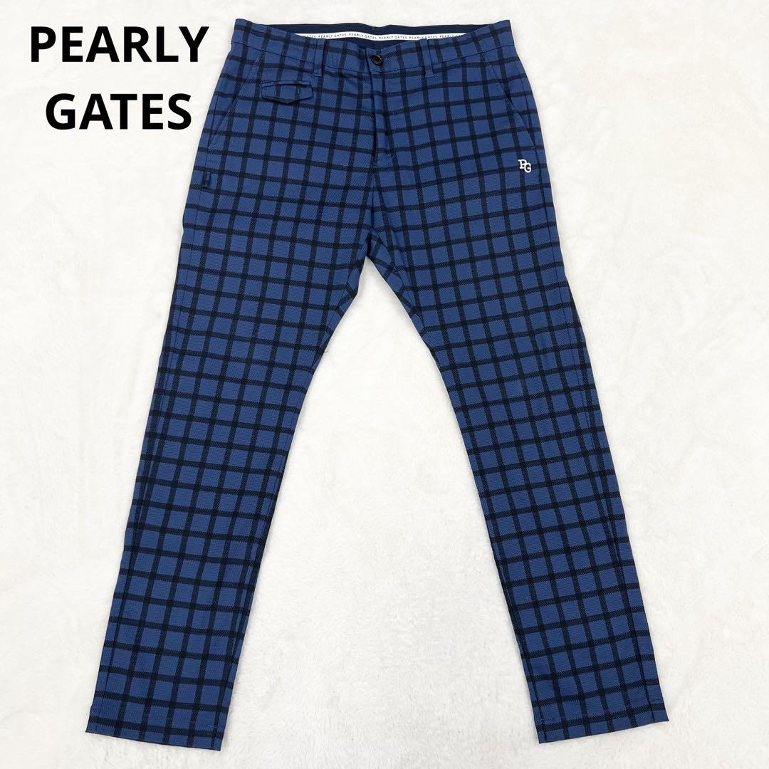 【美品】パーリーゲイツ PG ゴルフパンツ XL チェック ストレッチ ブルー
