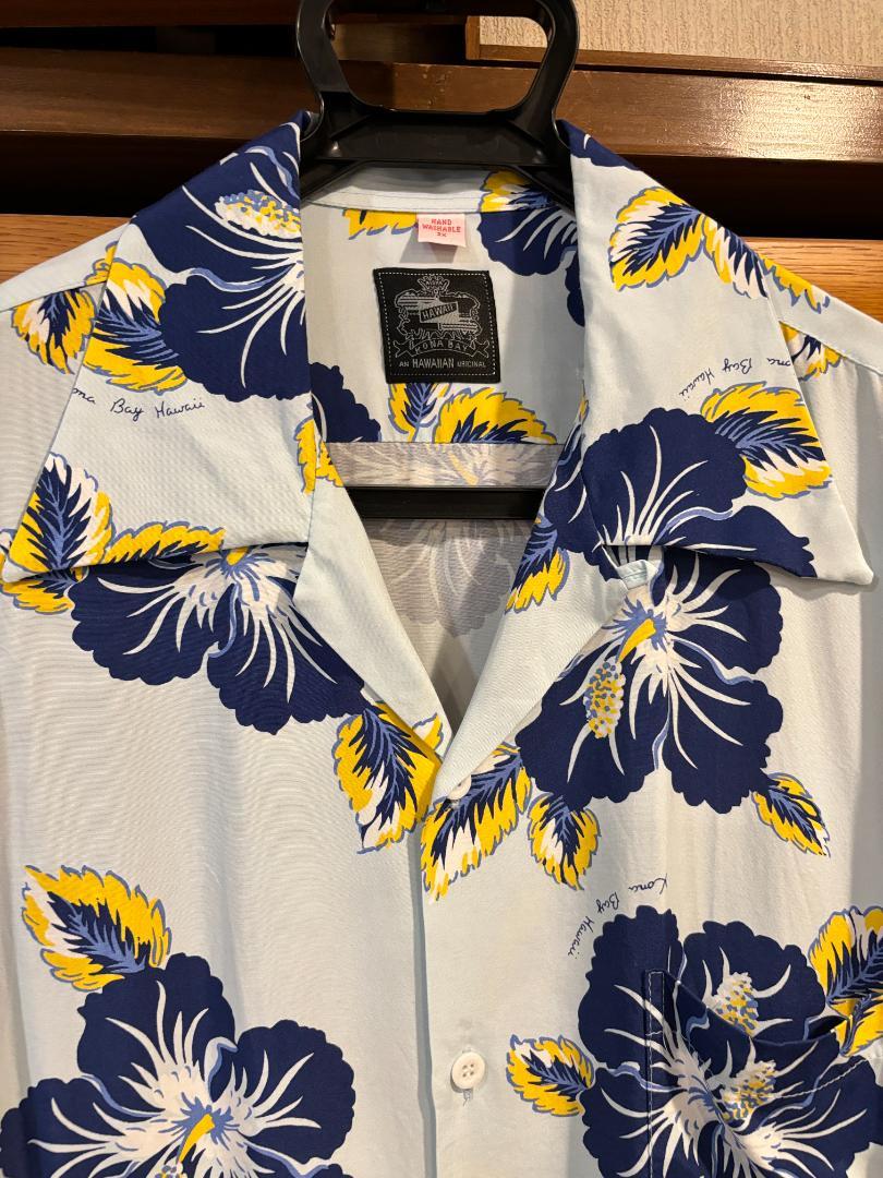 コナベイハワイ アロハシャツ ビッグウエンズデー ブルー 長袖 サイズ2XL