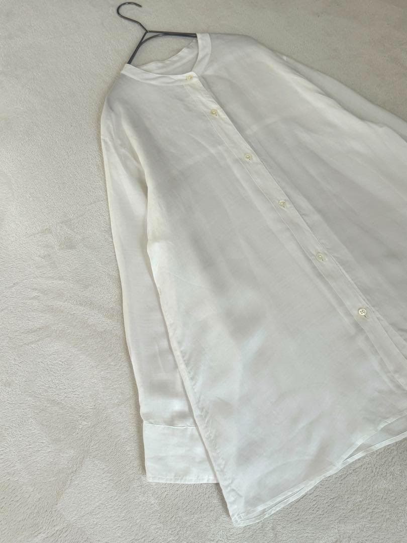 Plage プラージュ　ラミーコンシアーブラウス　シャツ　スタンドカラー　麻　白