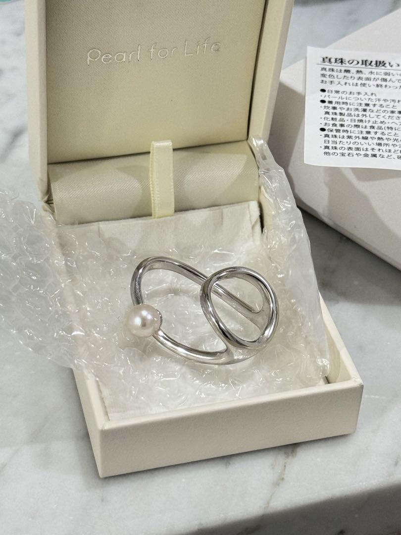 新品☆Pearl for life あこや真珠ダブルフィンガーリング SV925
