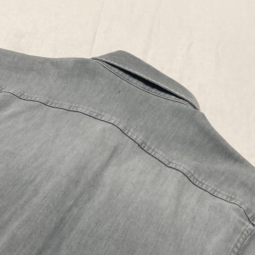 DENHAM グレー AXEL カンディアーニ 長袖 ロゴ刺繍 デニム シャツ