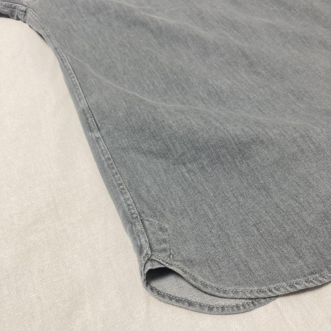DENHAM グレー AXEL カンディアーニ 長袖 ロゴ刺繍 デニム シャツ