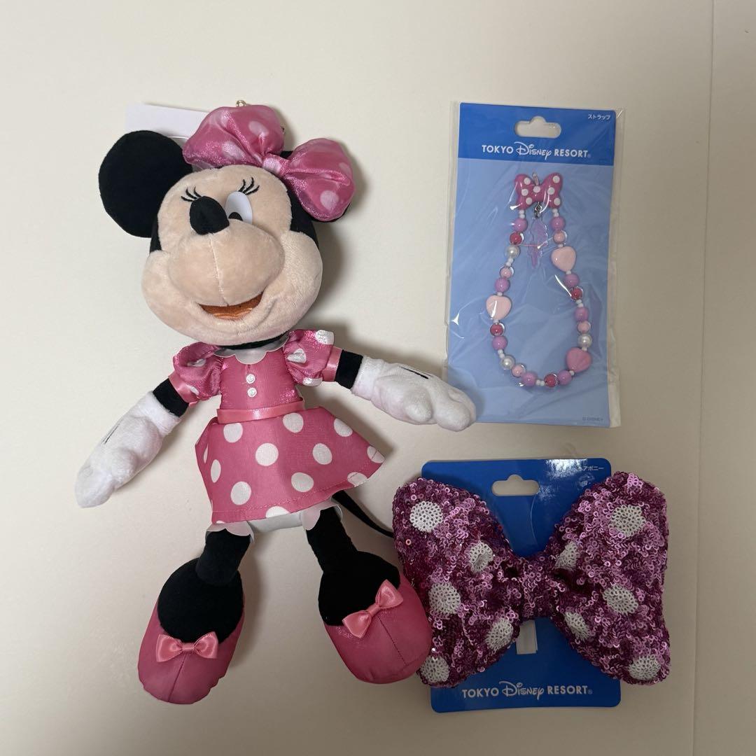 ディズニー　ミニー　ぬいぐるみチャーム　ヘアゴム　スパンコール 競売 ミニー ディズニー ぬいぐるみチャーム 2 スパンコール