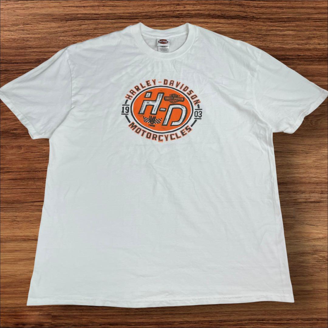 ハーレーダビットソン ユニセックス Tシャツ 白 ホワイト ハーレーダビッドソン Tシャツ ホワイト 2XL ルイジアナ 両面