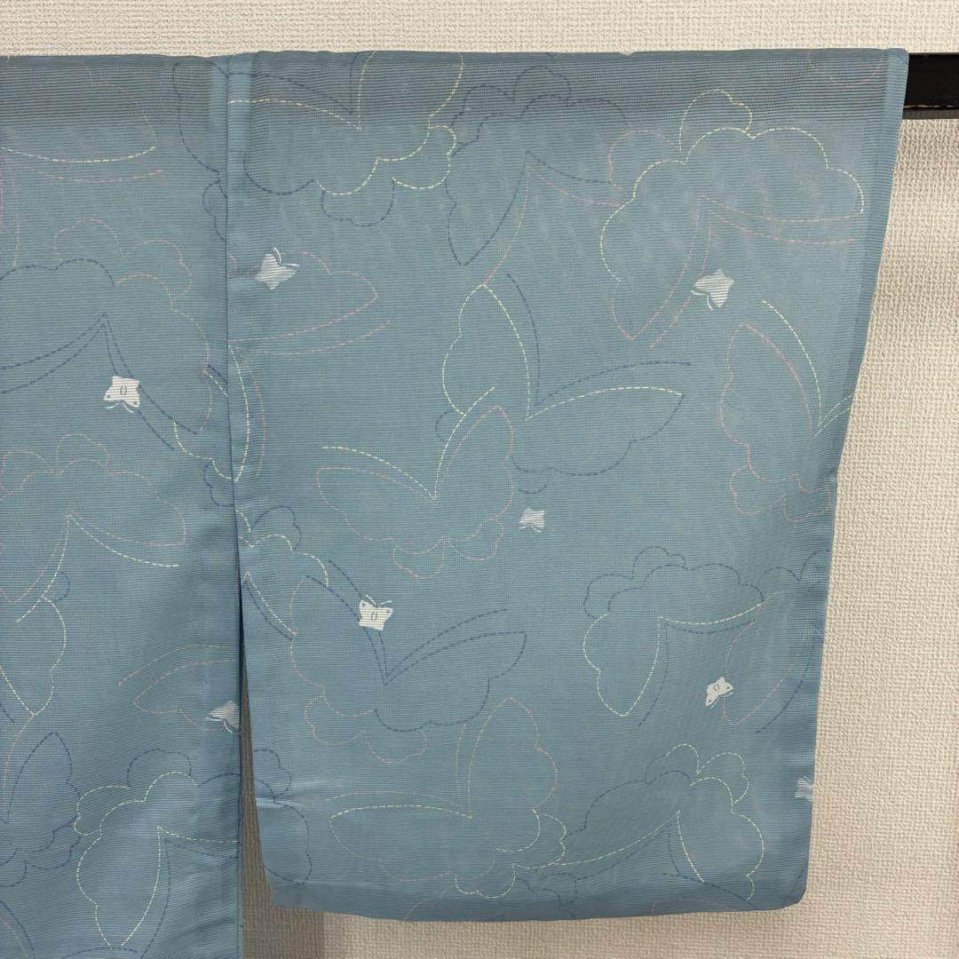 夏着物 洗える着物 絽 蝶々 裄66 可愛いデザイン 着物 化繊T-7731 夏着物 洗える着物 絽 蝶々 裄66 可愛いデザイン 着物 化繊T