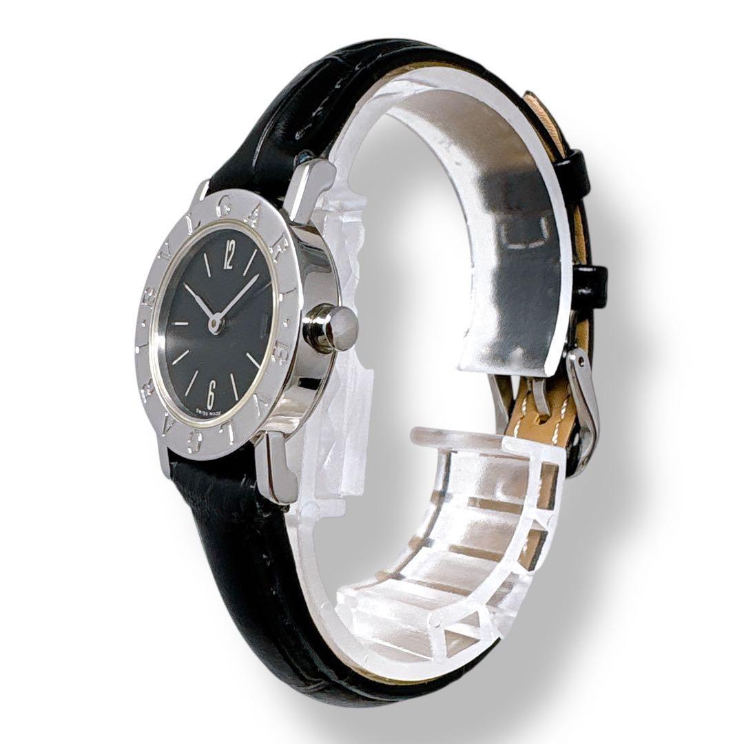 ブルガリ BB23SL 革ベルト クォーツ ブラック レディース 時計