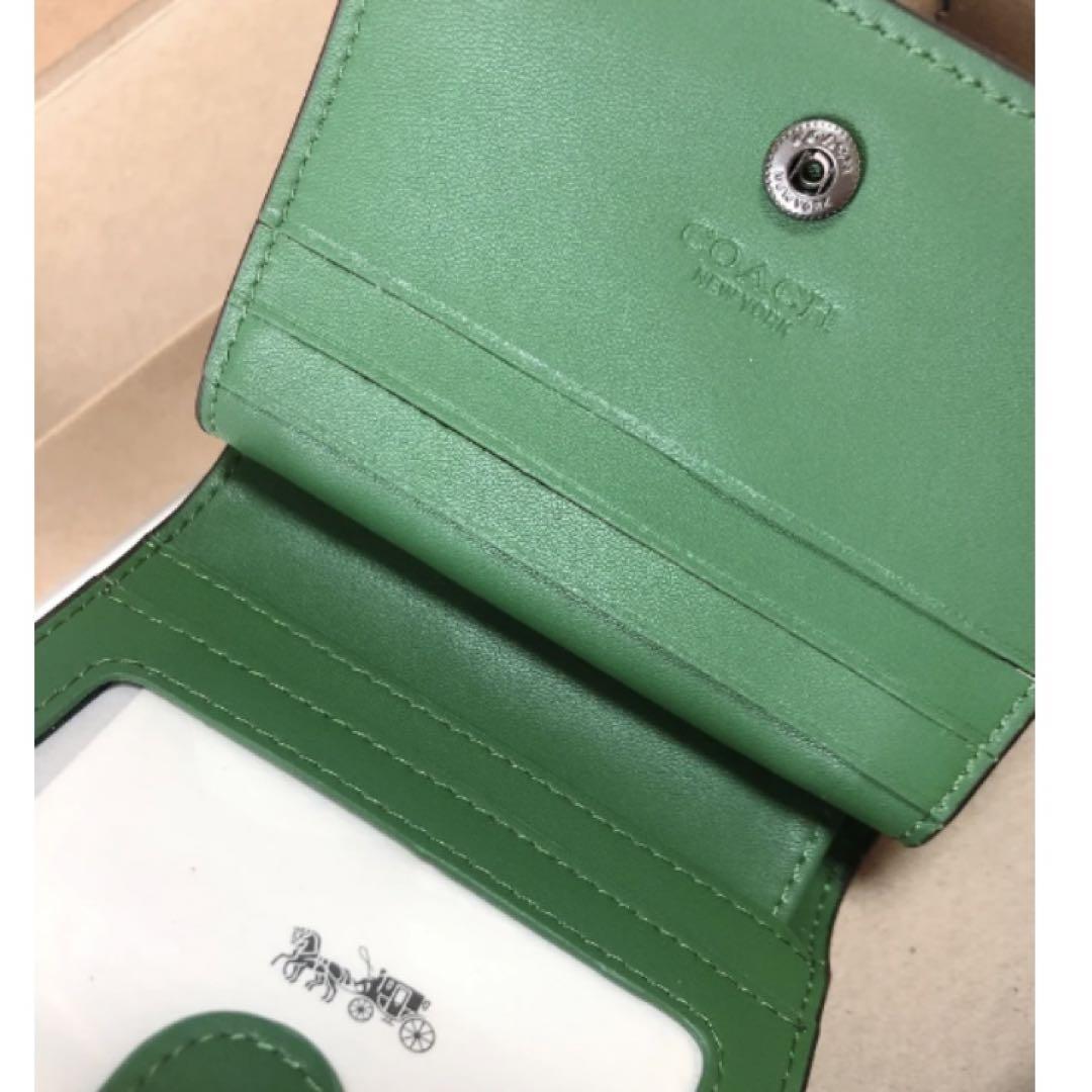 ☆新品☆ 【コーチ】 折財布 花柄 グリーン C8703 レディース
