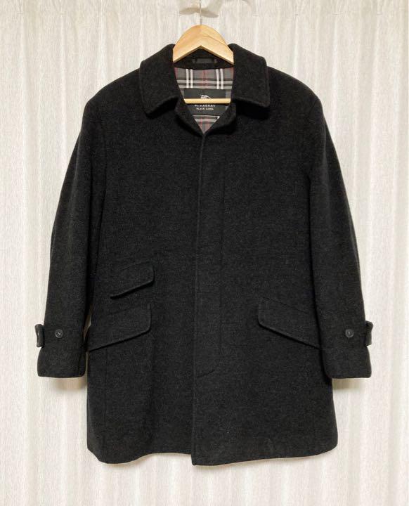 BURBERRY BLACK LABEL] カシミヤ混 ステンカラーコート L