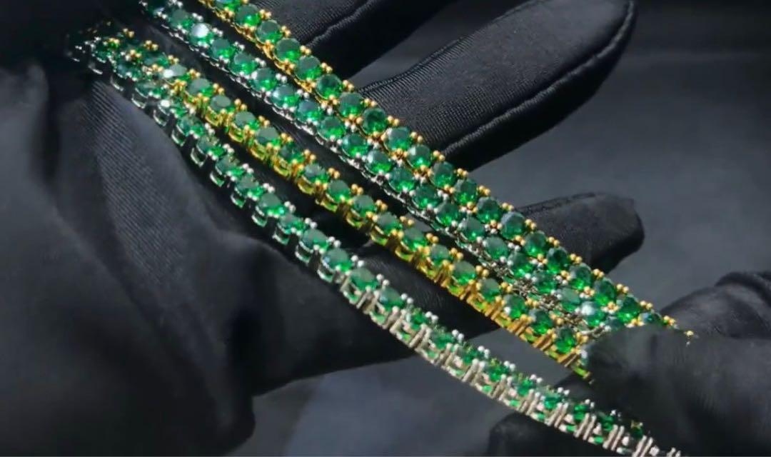 【話題沸騰】ゴールド×グリーンの最旬テニスチェーン 4mm 50cm