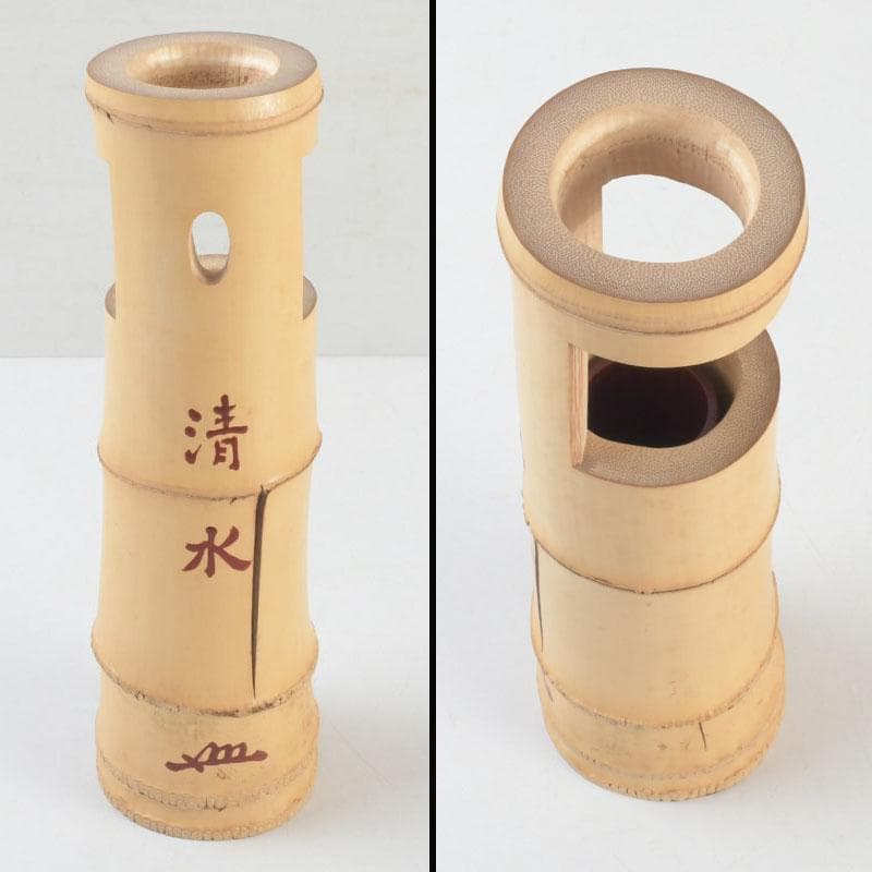 茶道具 指物師 稲垣信斎作 一重切 竹花入 銘「清水」 共布共箱 V 9472 茶道具 指物師 稲垣信斎作 一重切 竹花入 銘「清水」 共布共箱 V 9472