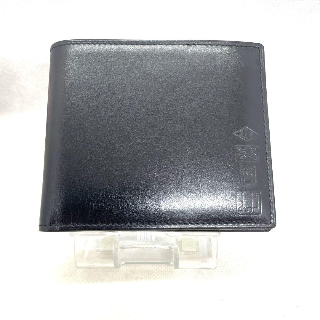 dunhill 二つ折り財布 黒 レザー 箱付き dunhill 二つ折り財布 黒 レザー 箱付き