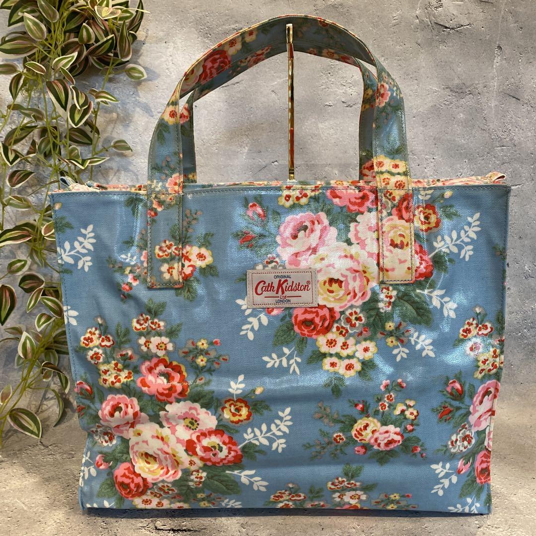 美品✨️Cath Kidston トートバッグ レデース 水色 花柄 可愛い♡