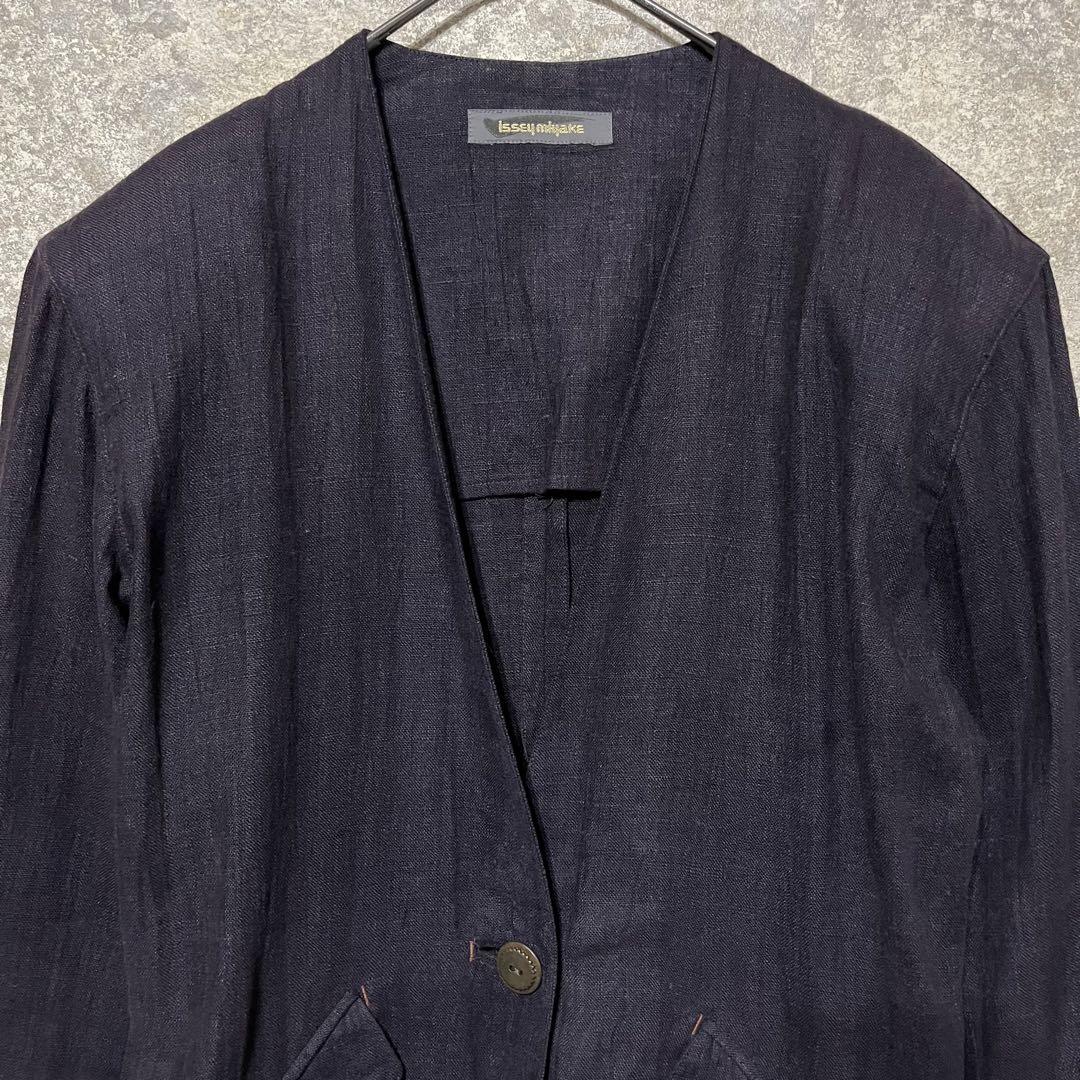 【ISSEY MIYAKE】リネンジャケットM ISSEY MIYAKE イッセイミヤケ リネン テーラード ジャケット