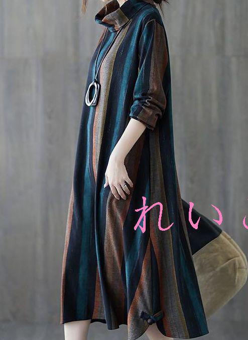 ロングワンピース ゆったり 新品 14 thFcj-m79515477396 レトロ 長袖 超激得人気