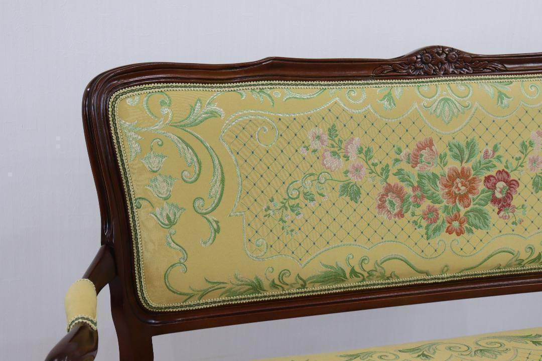 イタリア サロンソファ ゴールド 木製 完成品 ラブチェア