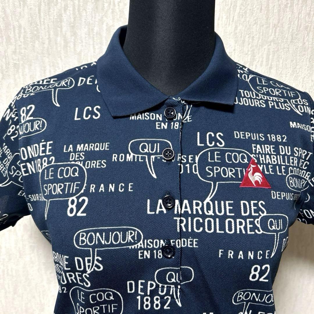 le coqsportif golf 半袖ポロシャツ 総柄 ネイビー Mサイズ