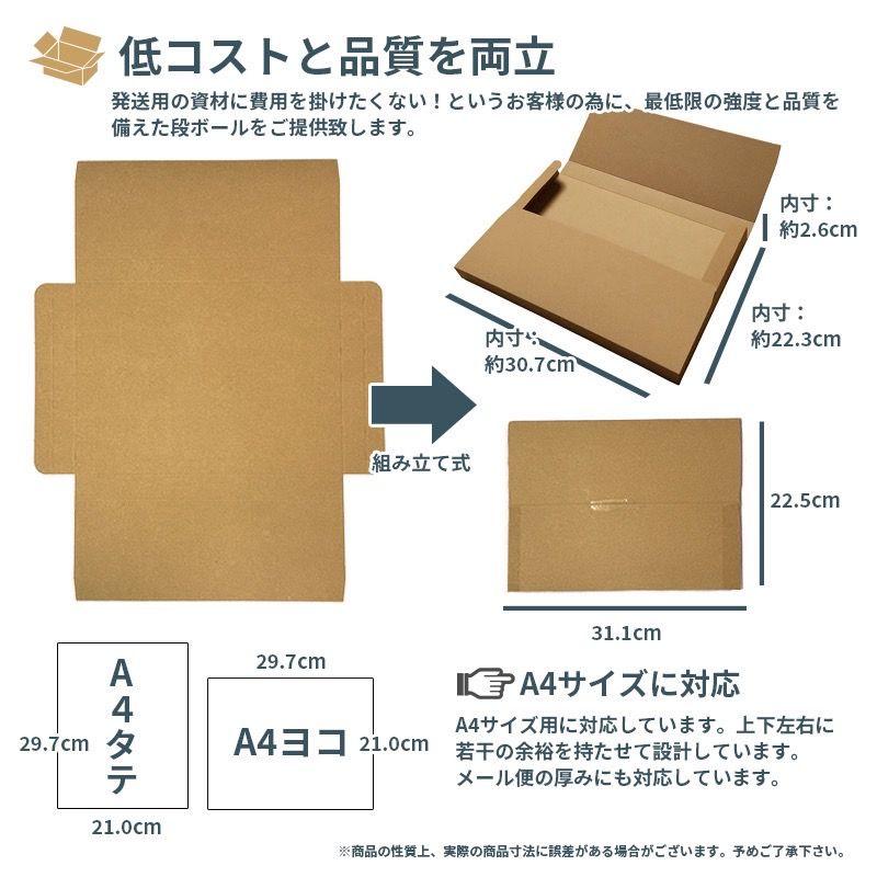 ネコポスクリックポストゆうパケット定形外郵便 A4ダンボール ヤッコ型250枚