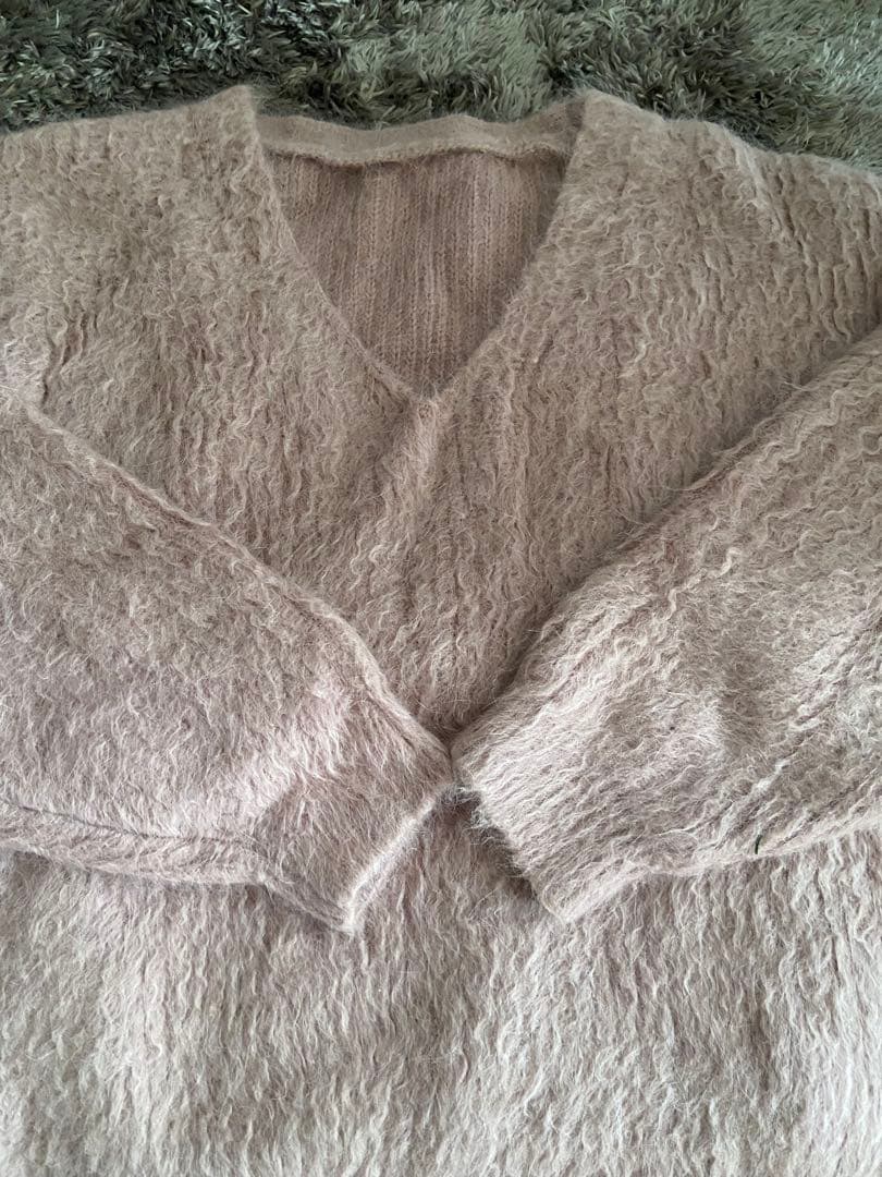 Whim Gazette アンゴラ畦Vネックプルオーバー Whim Gazette アンゴラ畦Vネックプルオーバー