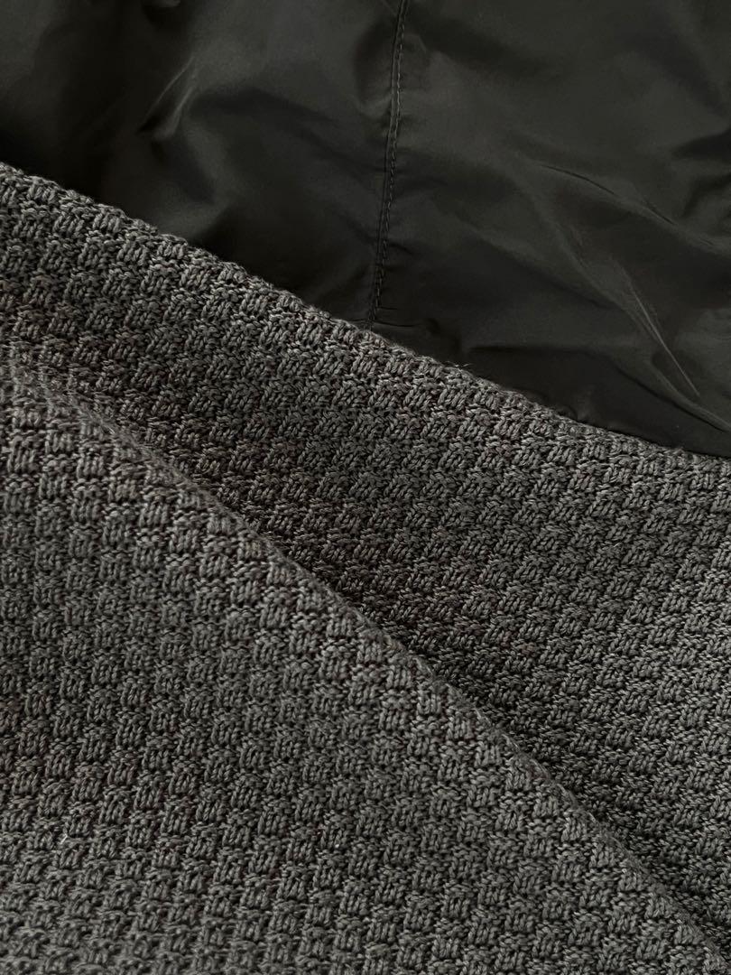 HERNO WRバデッドポリエステル×ハニカムコットンニットジップ