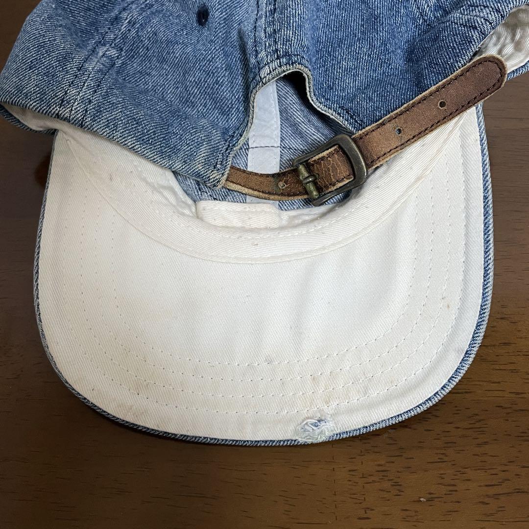 90s POLO SPORT Logo Denim 6 Panel Cap 青 ポロスポーツ デニム