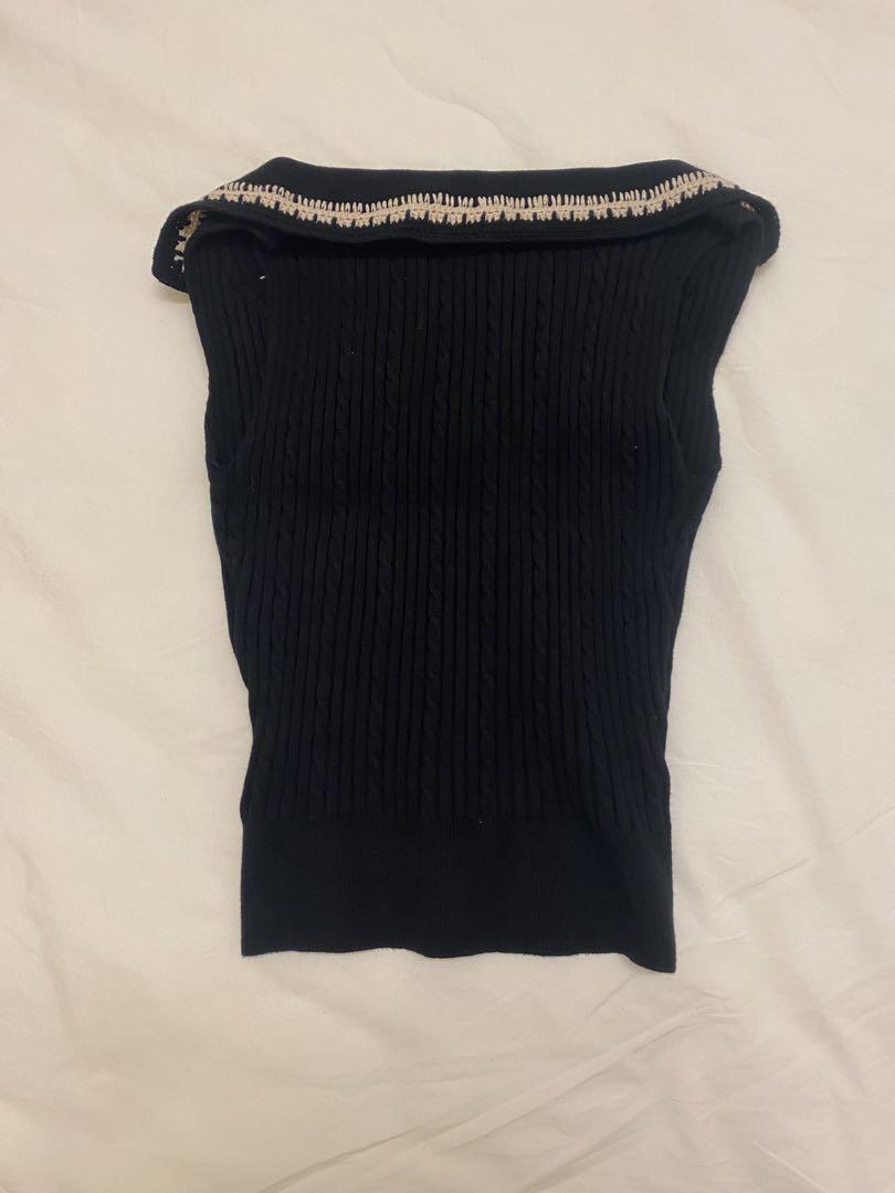 トップス andmary Mila ribbon knit tops BLACK