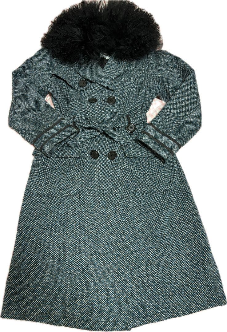 CELINE ツイードコート 38 ファー セリーヌM・CELINE