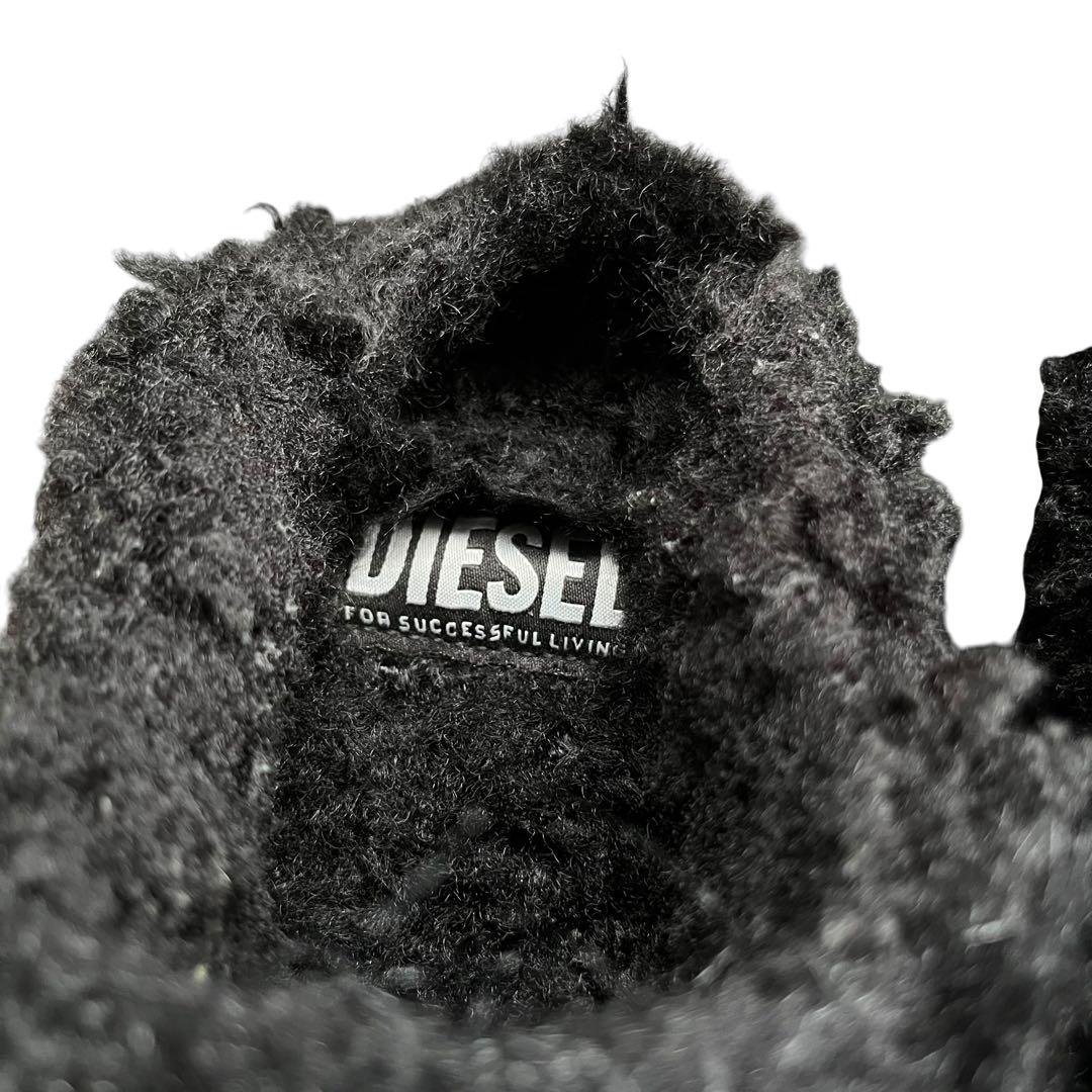 DIESEL フェイクファー ミュール スニーカー24.5cm 黒 サンダ