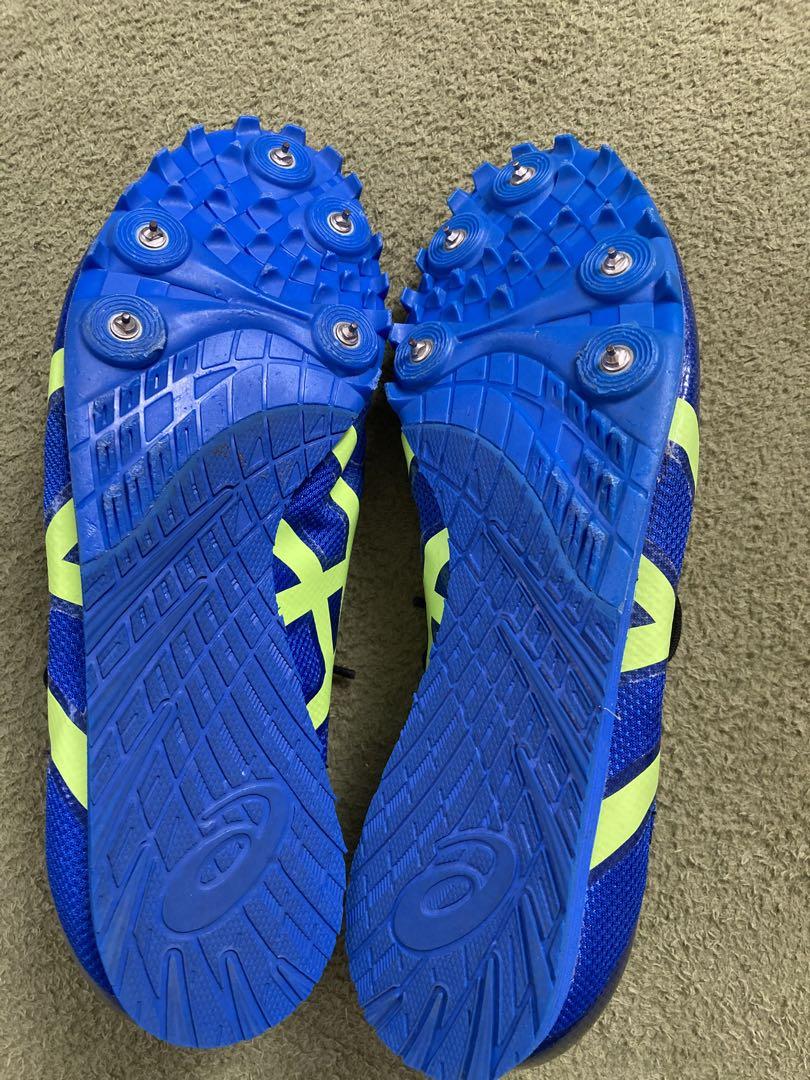 ASICSスパイクシューズ ブルー×蛍光イエロー 25.5センチ メンズ 美品