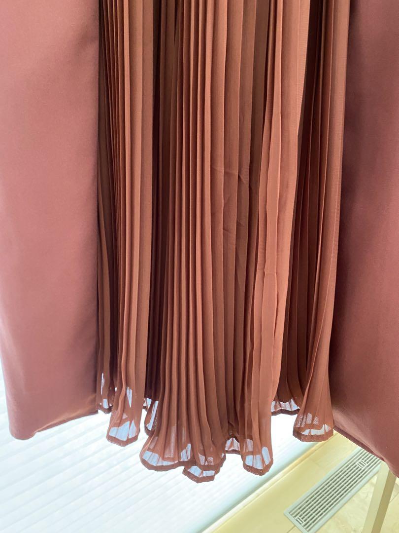 Ameri FRONT PLEATS LONG DRESS