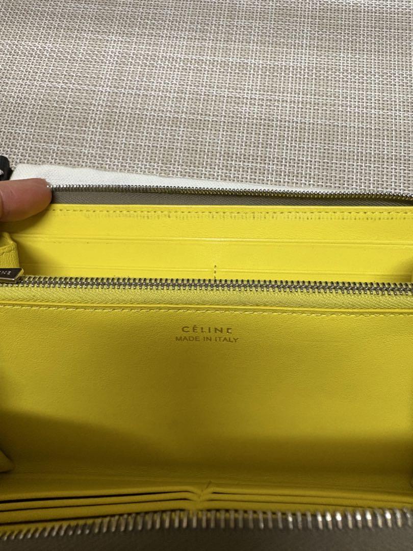セリーヌ長財布　グレージュイエローバイカラー