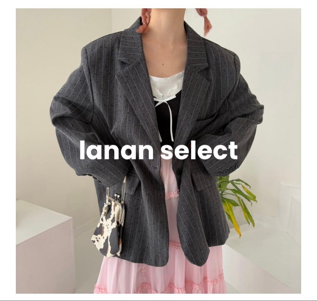 lanan select ドット柄ストライプジャケットM