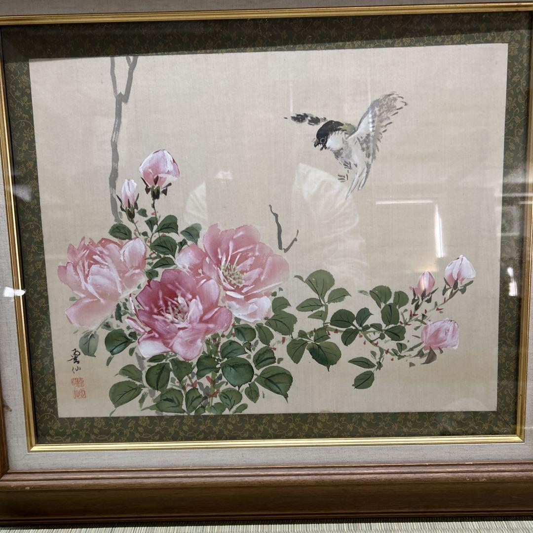 日本画 花と鳥の絵