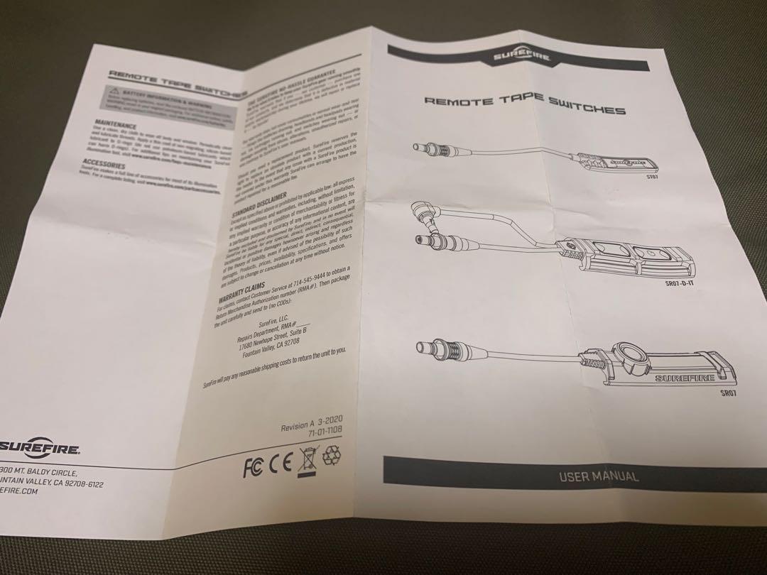 SureFire SR07 リモート スイッチ 実物