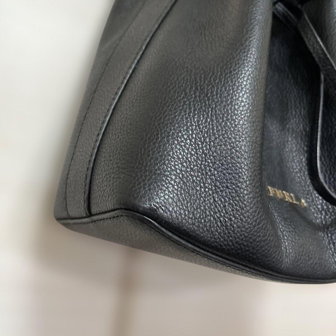 美品フルラ ショルダーバッグ コスタンザ 2way 黒ブラック