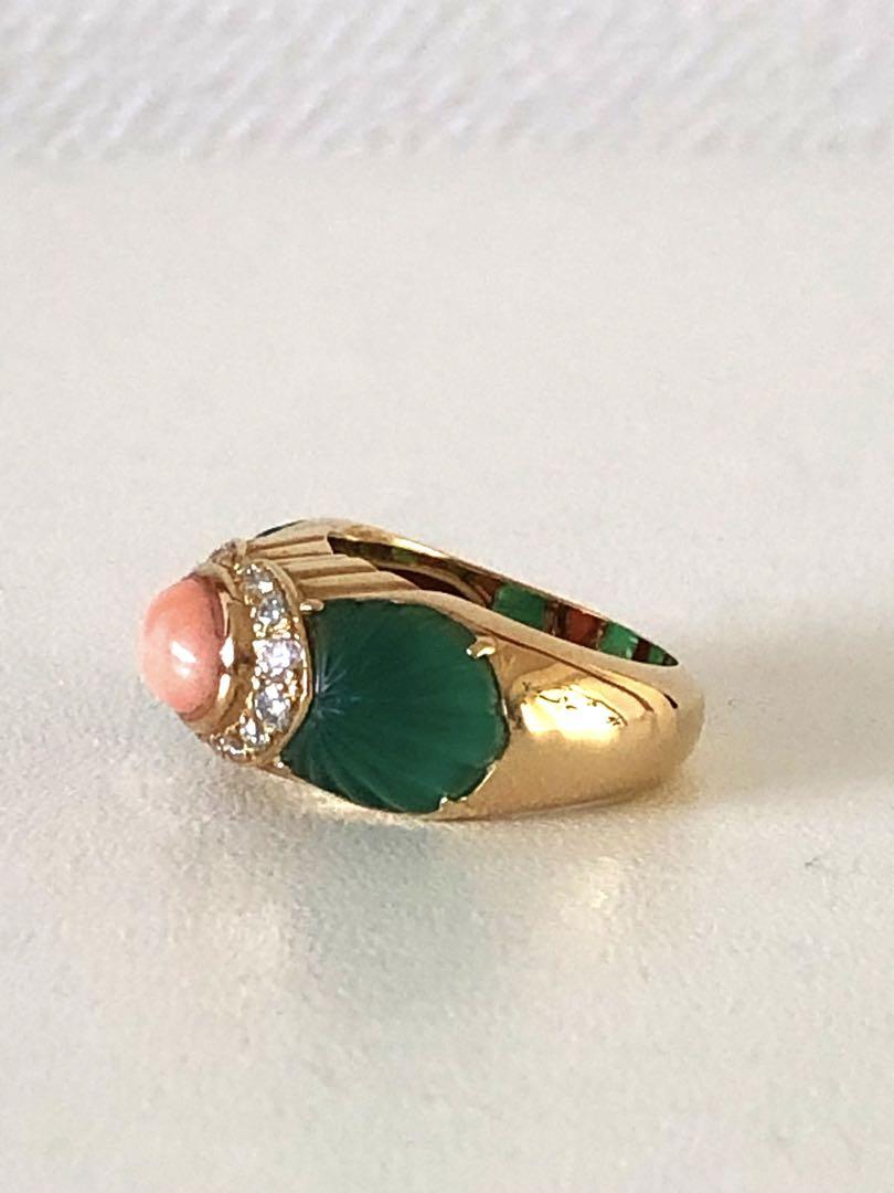 Cartier カルティエバロダリング 18K サンゴ カルゼドニー ダイヤ 画像3
