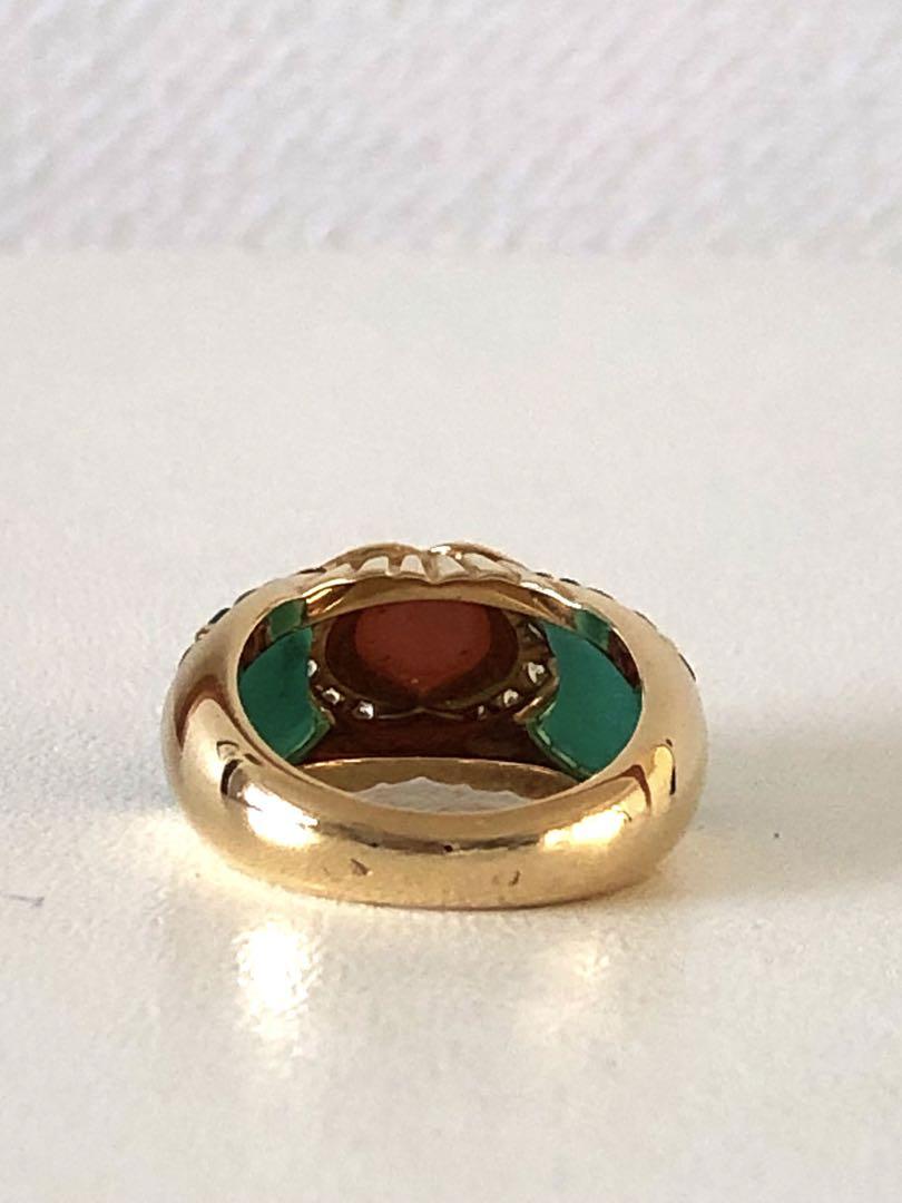 Cartier カルティエバロダリング 18K サンゴ カルゼドニー ダイヤ 画像4