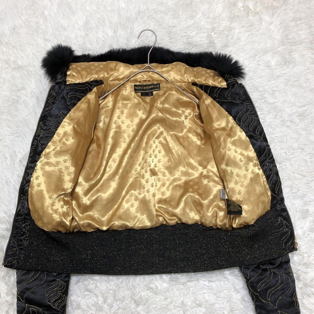 ROCA WEAR ダウンジャケット ブラック ゴールド ロゴ S