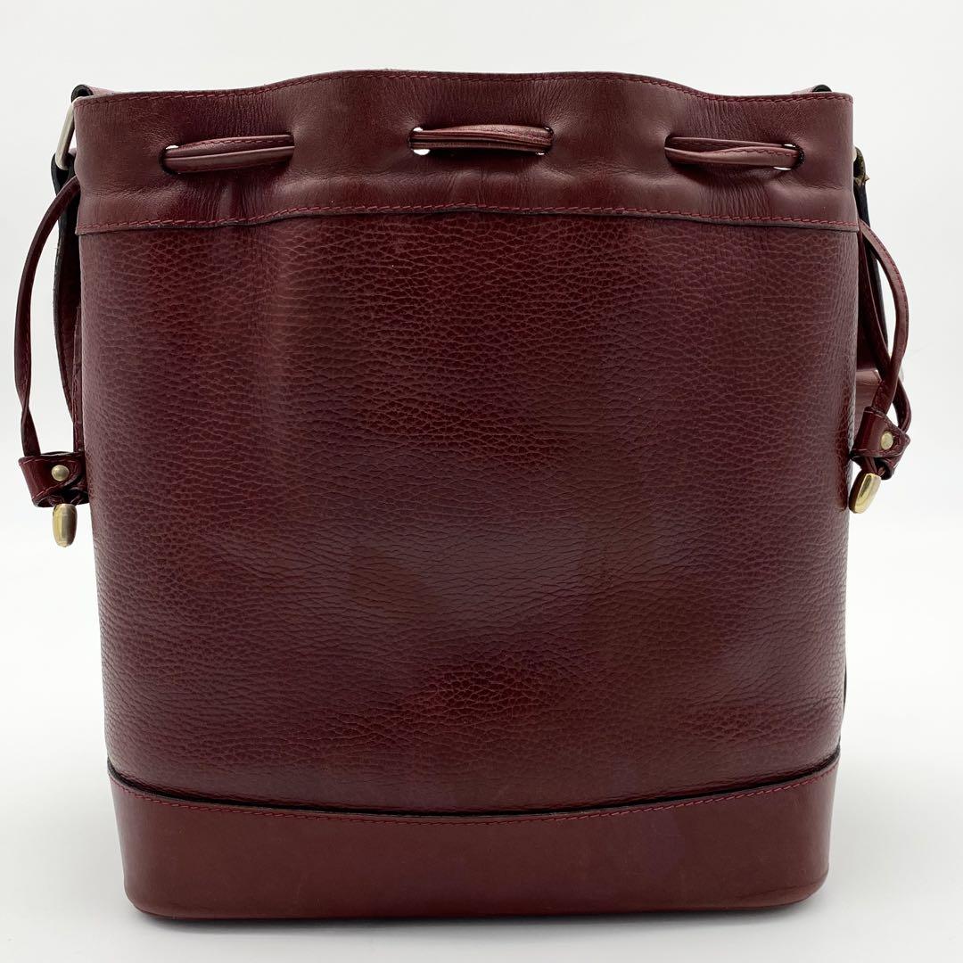CELINE 巾着バッグ トリオンフ型押し ボルドー レザー ポーチ